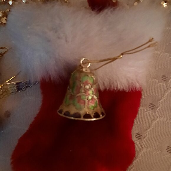 Ice Cream Cone, Angel, Humming Bird, Bell Ornaments & 18' Gold Faceted Garland - Picture 3 of 6